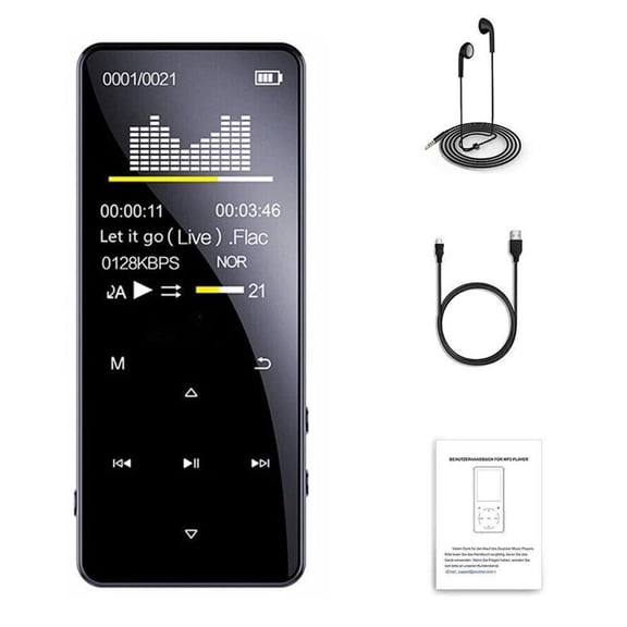 ARCADORA Bluetooth 5.0 MP3 Player 1.8 Touch Screen 4GB Expandable to 128GB HiFi Audio FM Radio Recorder 24H Playback