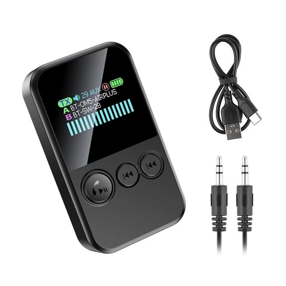 ARCADORA Bluetooth 5.4 Audio Adapter 3-In-1 Transmitter Receiver TF Card Play 10H 15H Battery 10M Range for Car TV Computer Stereo Accessory