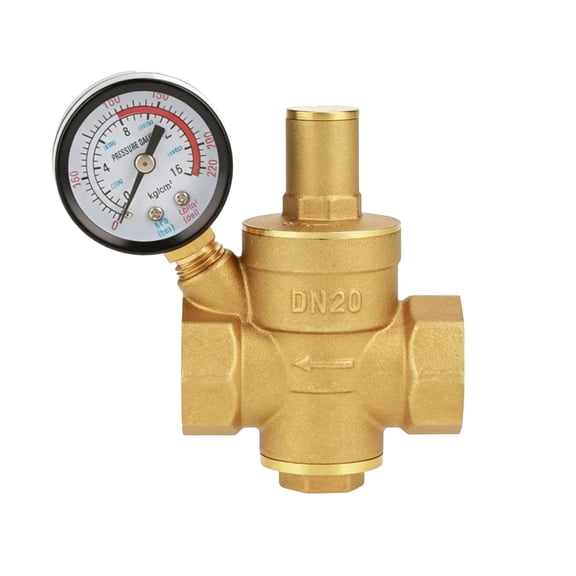 ARCADORA Brass Water Pressure Reducing Valve 3/4 Inch Manual Operation With Pressure Gauge For Water Purifier Solar Heater Faucet