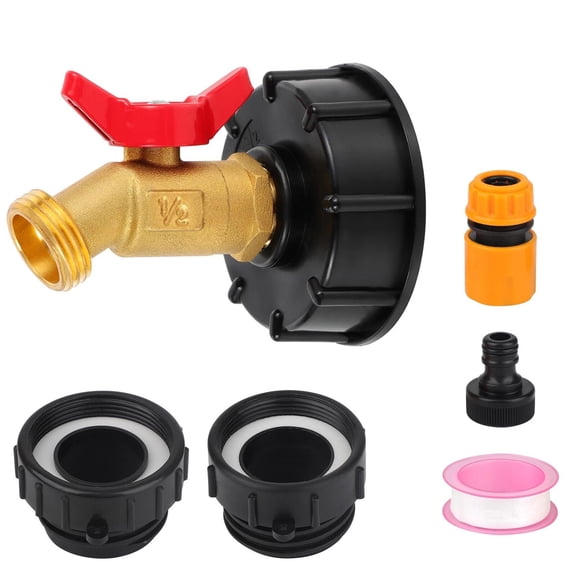 ARCADORA IBC Tote Adapter Valve Kit for 275-330 Gallon Tanks Universal Liquid Transfer Brass Plastic Gold Black