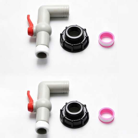 ARCADORA IBC Tote Tank Ball Valve Tap S606 Thread 32mm Outlet 90 Degree Elbow Plastic for Water Fluid Transfer