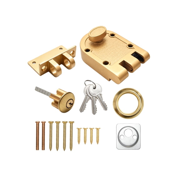 ARCADORA Jimmy Proof Deadbolt Surface Mount Door Lock Gold Finish For Wood And Metal Entry Door Hardware