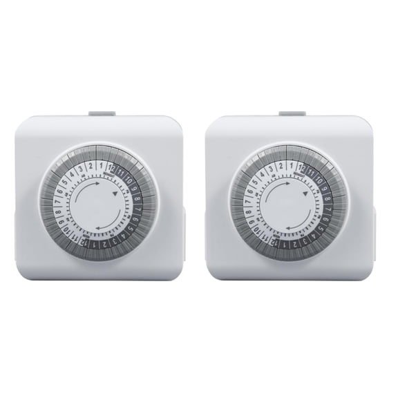 ARCADORA Mechanical Timer Switch 2PCS 24 Hour Dial Outlet 1250W Tungsten Rating For Lights Fans Energy Saving