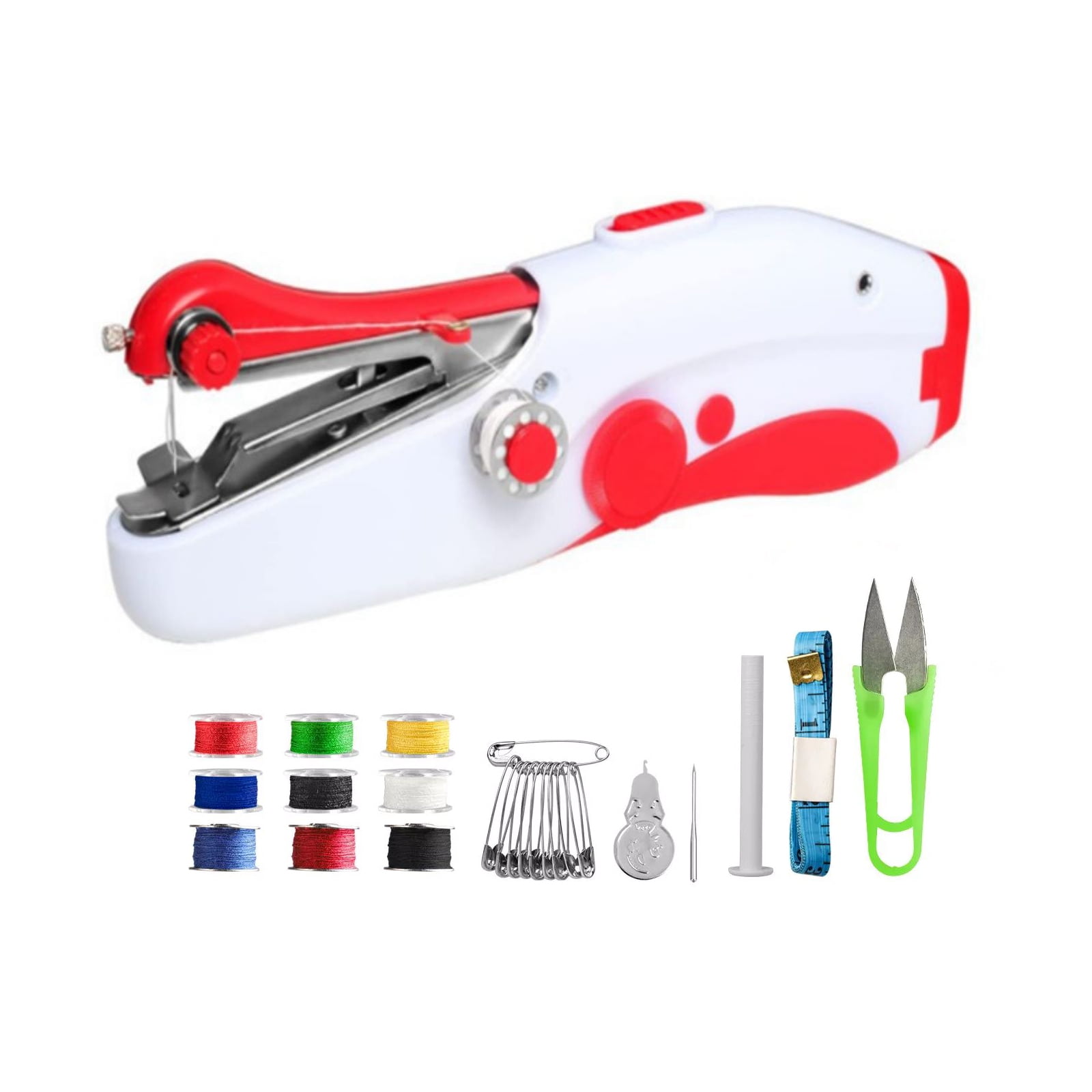ARCADORA Mini Handheld Sewing Machine Portable Dual Power AA or DC Incl Needles Threaders Bobbins for Quick Sewing Travel Home