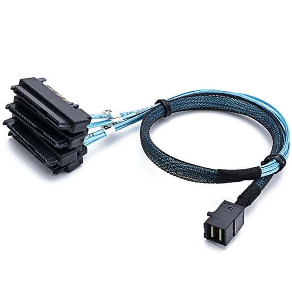 ARCADORA Mini SAS SFF-8643 to 4 SFF-8482 Connectors Cable 1 Meter Black Blue for RAID Controller HDD Connection Controller Based