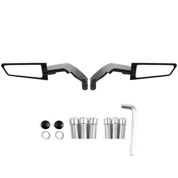 ARCADORA Motorcycle Rearview Mirrors Double Rotation Wind Wing Design Universal Fit Alloy Construction Convex Lenses Black