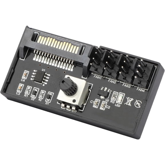 ARCADORA PC Cooling Fan Speed Controller 4 Port 4Pin PWM SATA 12V Input 60W Output For Computer Water Cooling System