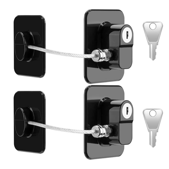 ARCADORA Proof Fridge Lock for Refrigerator Cabinet Drawer Toilet with Key for Home Kids Safety Black 16cm