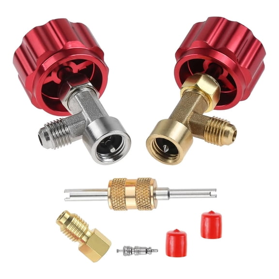 ARCADORA R134a Can Tap Kit Self Sealing Puncture Tool Valve Core Remover Brass Aluminum for AC Refrigerant Charging 1/4 SAE