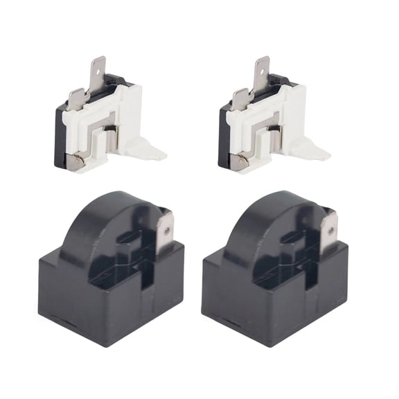 ARCADORA Refrigerator Starter Relay & Overload Protector 1/4HP 375W for Mini Fridge Cooler Compressor 15 Ohm 2 Pin 4 Pcs