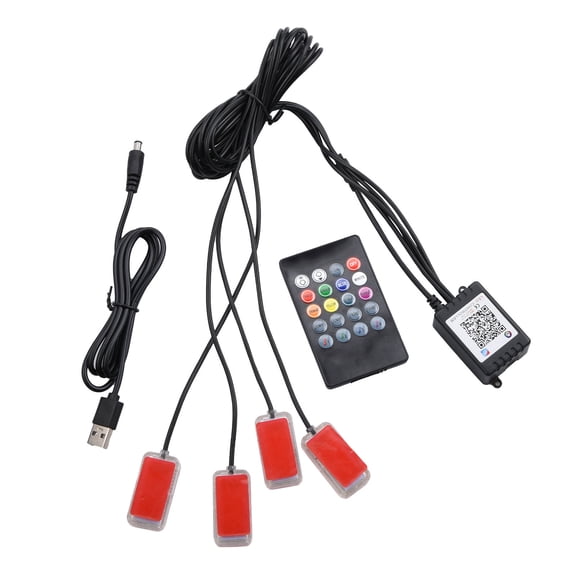 ARCADORA Rgb Car Interior Ambient Lights 4 Led Panels Usb 5V App Remote Sound Control For Auto Truck Interior Decoration