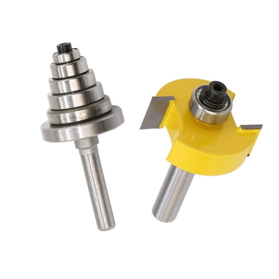 ARCADORA Router Bit 1/4 Inch Shank with Bearings for Wood Edge Finishing 1-3/8 Inch Cutting Diameter Carbide Tipped Woodworking