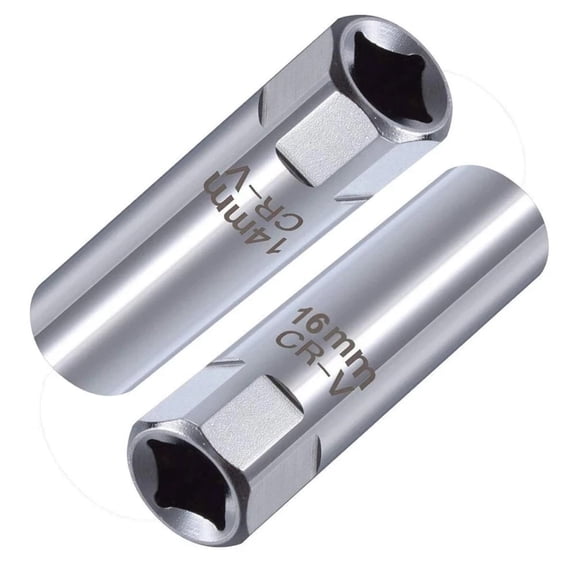ARCADORA Spark Plug Socket Set 14mm 16mm 3/8 Inch Drive Vanadium Steel Spring Loaded Plate For Automotive 12 Point Spark Plug Removal