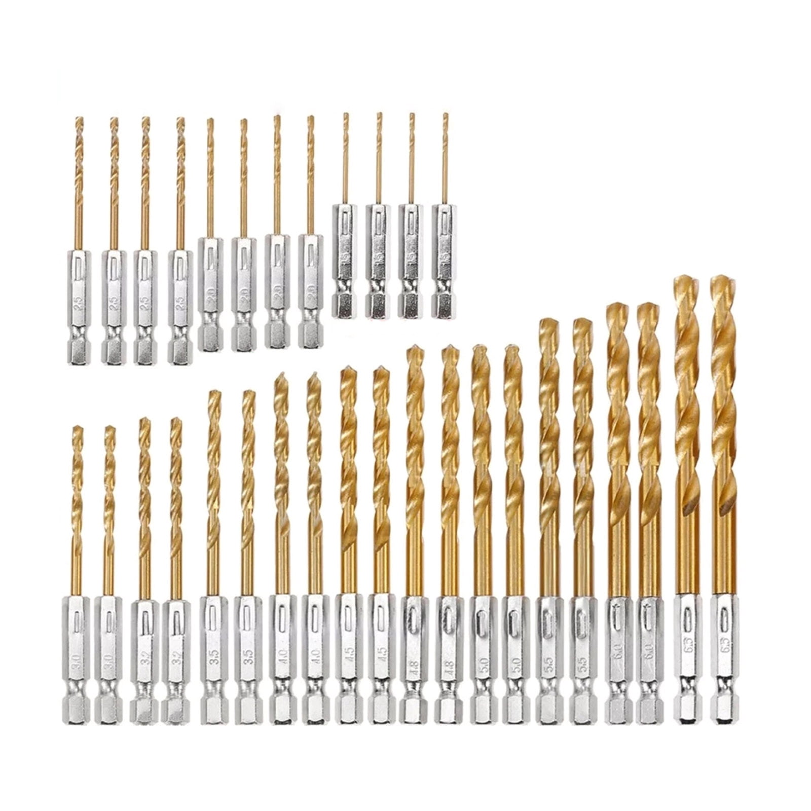 ARCADORA Titanium Coated HSS Drill Bit Set 135 Degree Split Point 1/4 Hex Shank For Metal Wood Plastic DIY Drilling
