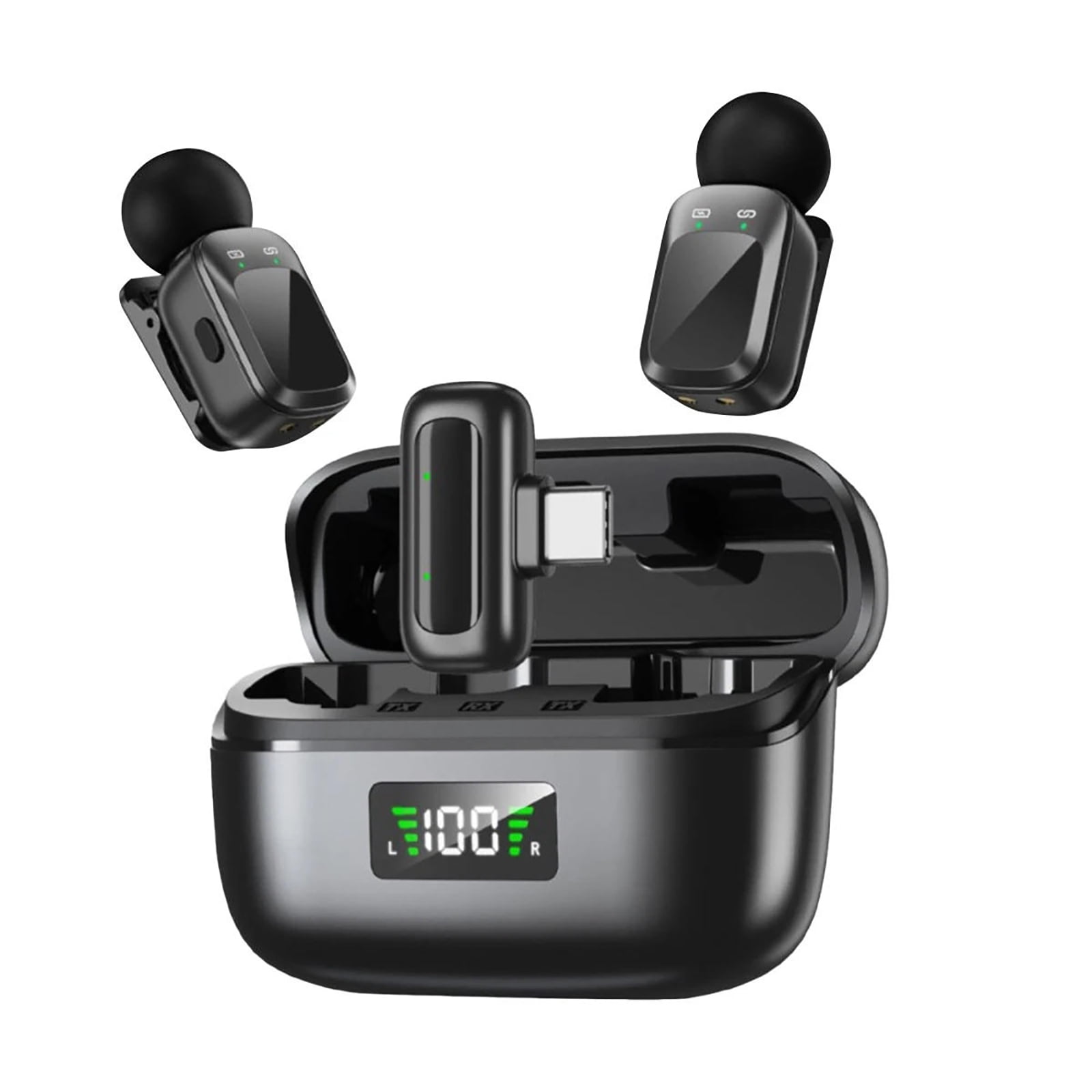 ARCADORA Type-C 2.4G Wireless Lavalier Microphone 2 Transmitters Low Delay For Video Recording Live Streaming Content Creation