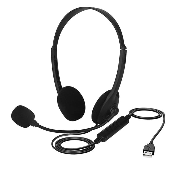 ARCADORA USB Wired Headset Noise Reduction Microphone 270 Flexible Boom For Call Center Office Conference Communication