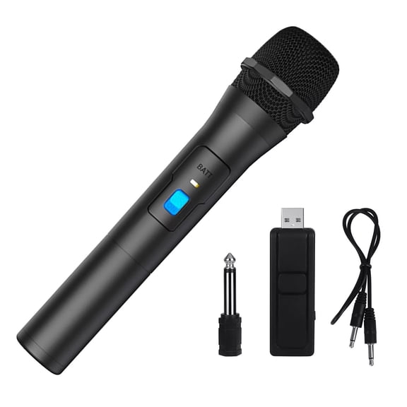 ARCADORA VHF Wireless Microphone System 20-50m Range 3.5/6.35mm Adapter for Karaoke Church Speech Events