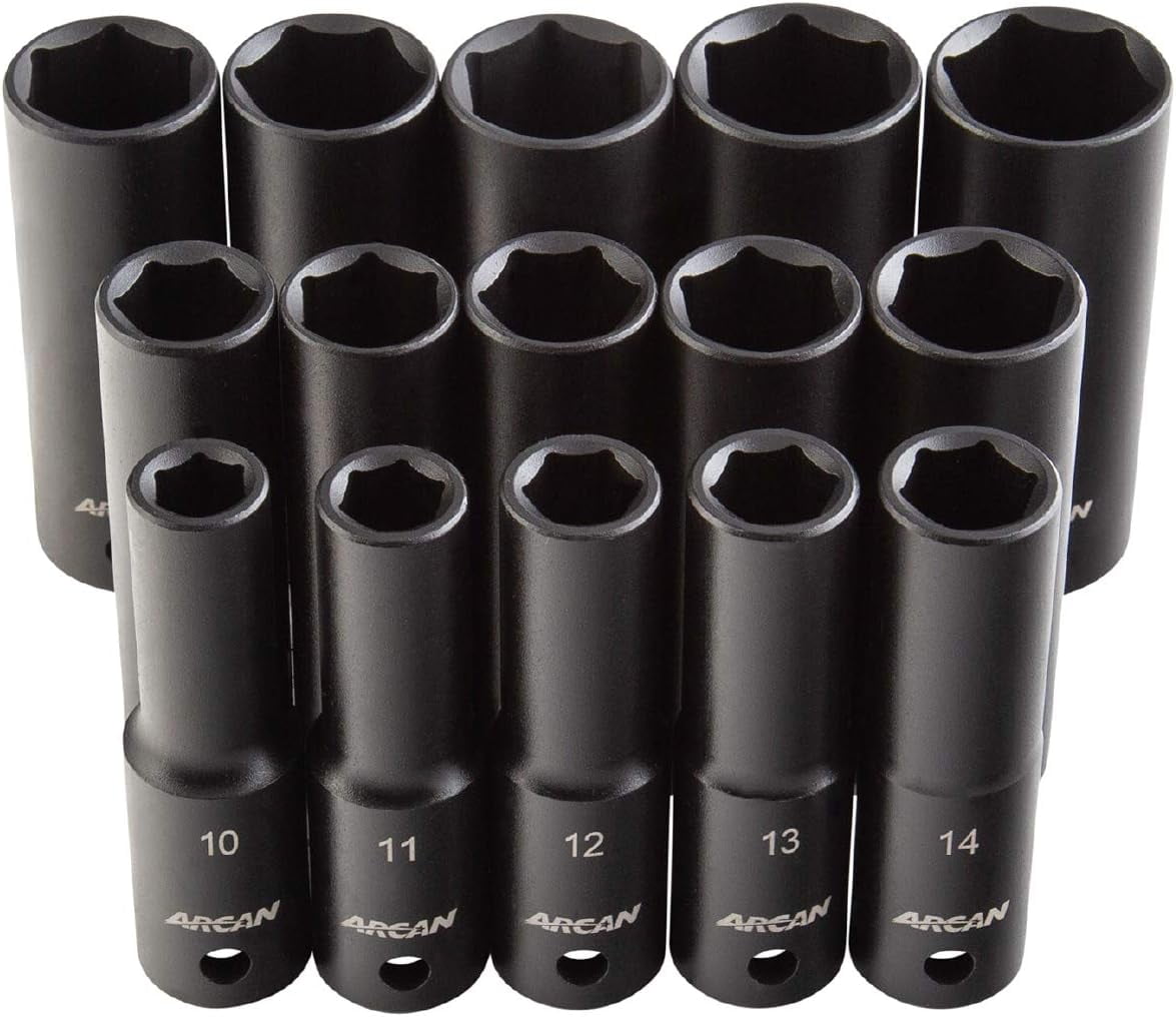 Dynamic 7 Piece 1/2" Drive Metric Long Hex Socket Set - 6mm To 19mm, Chrome Finish, Lifetime Warranty