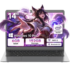 ARCBUC 14" Windows Laptop, Intel N3350 ,6GB RAM 192GB SSD, Laptop Computer with WiFi5 BT5.0, Windows 10 pro for Business, Student