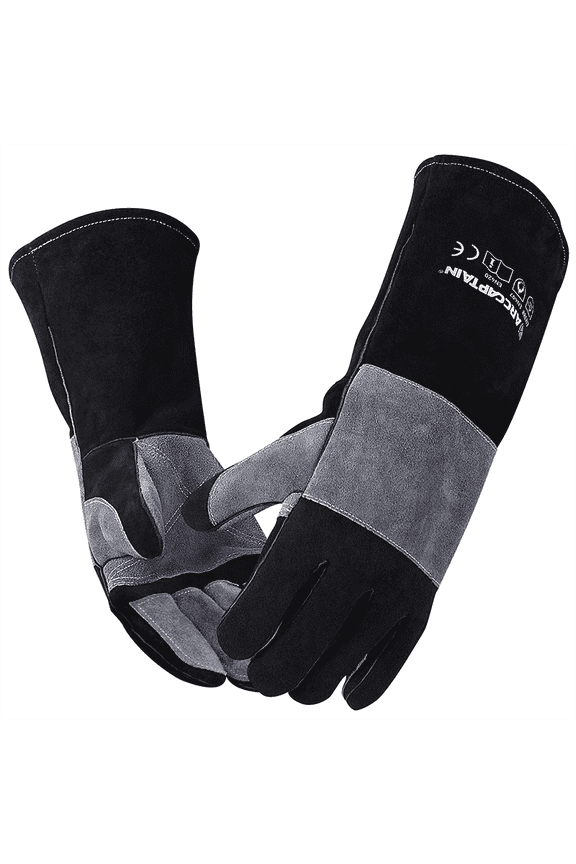 16In Welding Gloves, Heat Resistant, 4-Layer Leather Gloves, Extra Long Sleeve Durable Flexible, for MIG Stick Grinding