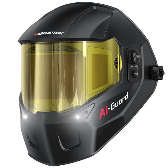 ARCCAPTAIN 180 Panoramic Auto Darkening Welding Helmet, Smart True Color Welder Hood with Internal Screen & LED