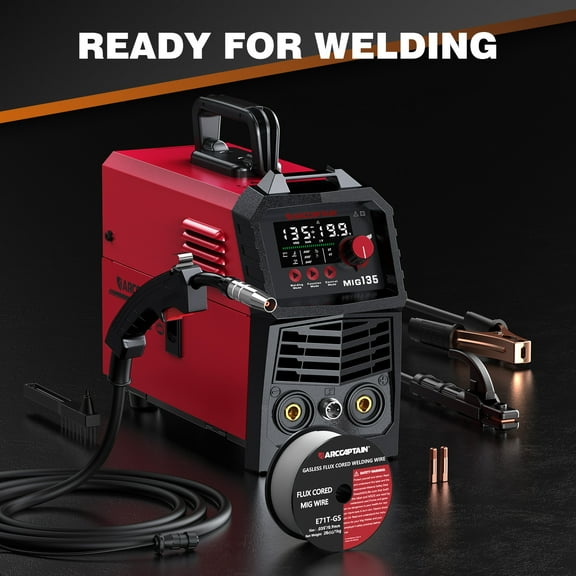 ARCCAPTAIN 3-in-1 Flux Core Welder 135A, Auto-Sync for MIG/TIG/Stick with Digital MCU & Quad Protection