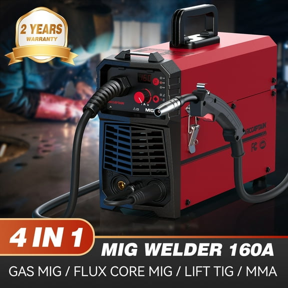 ARCCAPTAIN 4 in 1 MIG Welder,Gas MIG/Gasless MIG//Lift TIG/MMA Stick Welder, Welder Machine with Synergy for Beginner IGBT Inverter Portable Welder 110V 220V Welding Machine
