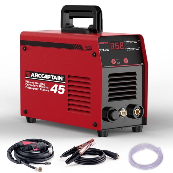 ARCCAPTAIN 45A Plasma Cutter, Dual Voltage 110V/220V, IGBT Inverter, 2T/4T Mode, Digital Display, Overload Protection, Portable Cutting Machine with Air Regulator