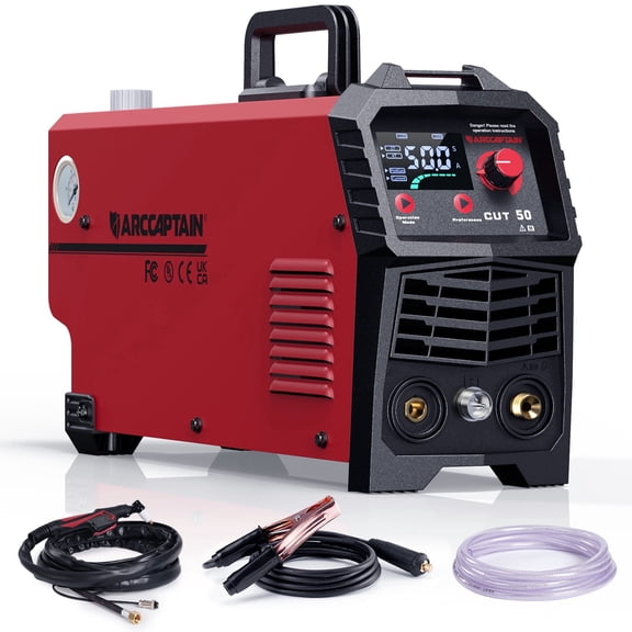 ARCCAPTAIN Plasma Cutter, Large LED Display,50Amps Cutter Machine with 110/220V Dual Voltage DC Inverter IGBT 1/2 Inch Clean Cut Post Flow and 2T/4T