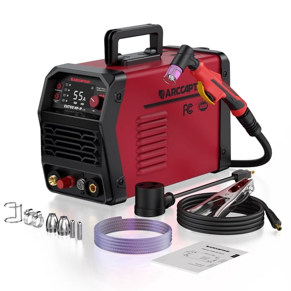 ARCCAPTAIN 55A Plasma Cutter, 120V/240V Dual Voltage Non-Touch Pilot Arc Plasma Cutting Machine, 3/4" Max Clean Cut  IGBT Inverter