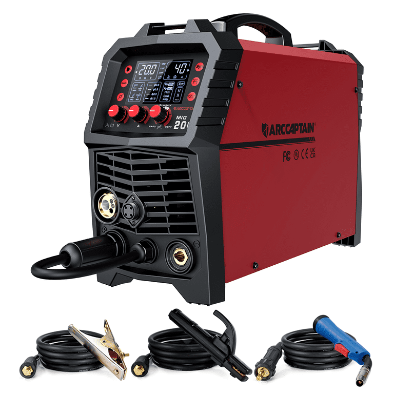 ARCCAPTAIN 6 in 1 MIG Welder Machine 200A Gas Welders w Flux Core MIG Stick Lift TIG Spot Welding Spool Gun Function