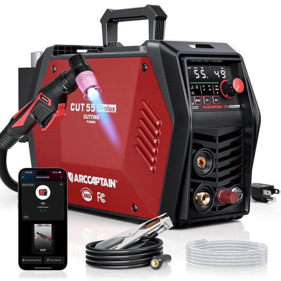 ARCCAPTAIN Plasma Cutter 55A Smart APP Control Blowback Pilot Arc 120V 240V Dual Voltage Metal Cutting Machine