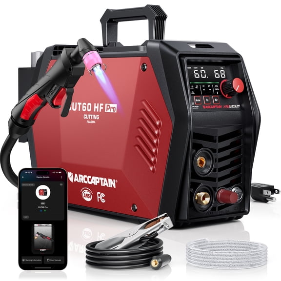ARCCAPTAIN Plasma Cutter 60A , APP Control,110V/220V Dual Voltage Non-Touch Pilot Arc Cutting Machine,1" Max Severance Metal Cutter