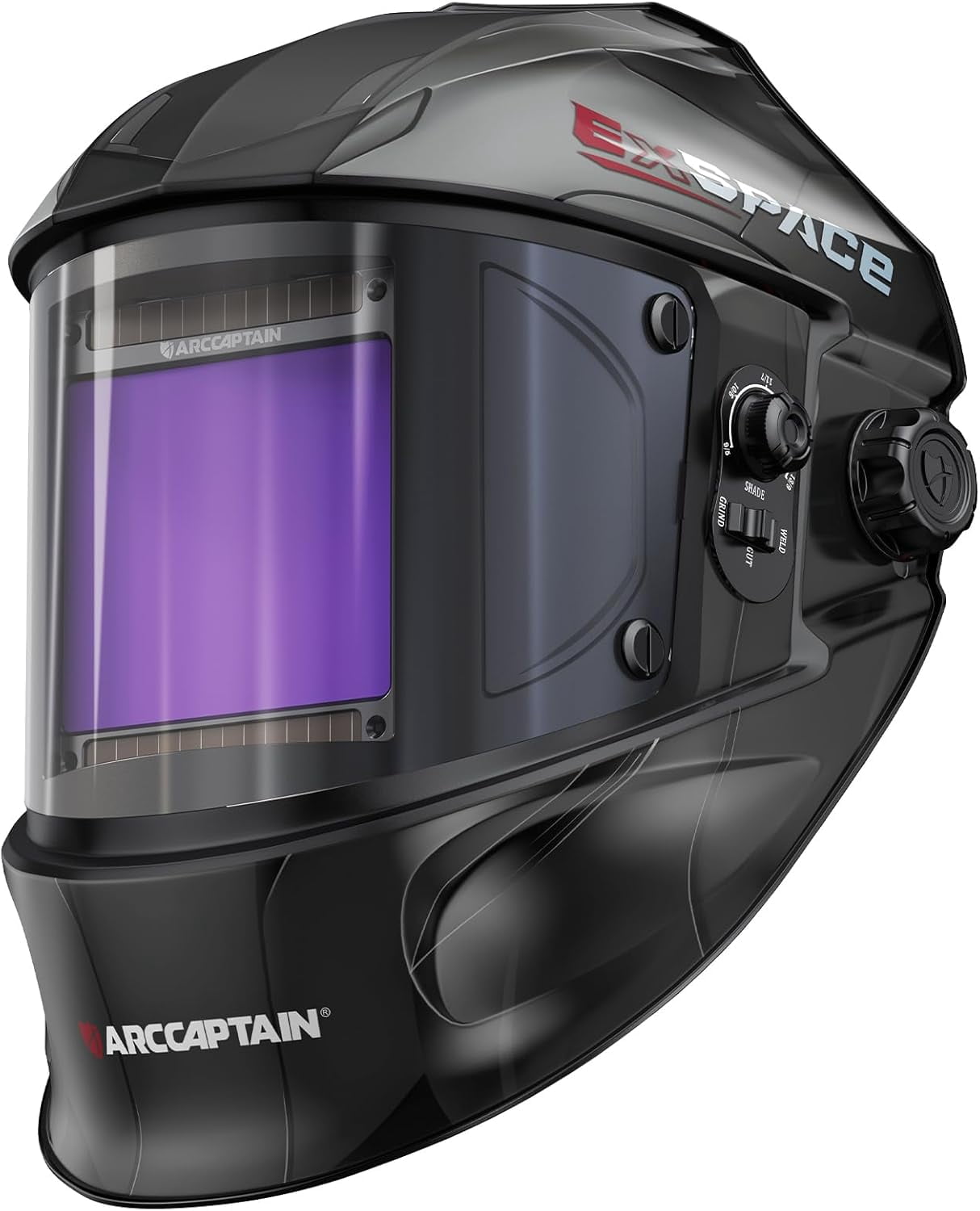 ARCCAPTAIN Auto Darkening Welding Helmet - 180° Panoramic View | 1/1/1/1 True Color Large Lens | 4 Arc Sensors & Solar Power | Shade 4-13 | For TIG, MIG, Arc, Cutting