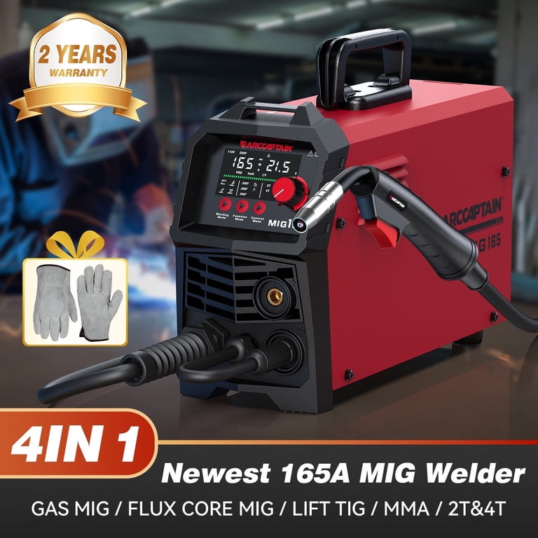 ARCCAPTAIN, MIG Welder, 165A, 13.62x9.76x7.83 in Red - Walmart.com