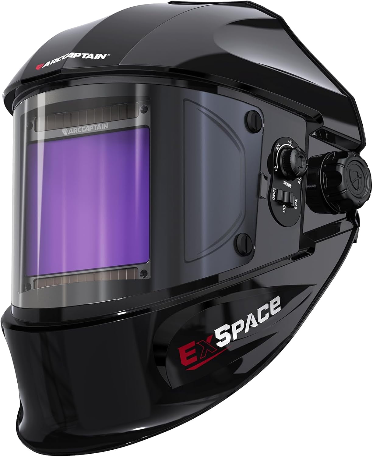 ARCCAPTAIN Auto Darkening Welding Helmet - 180° Panoramic View | 1/1/1/1 True Color Large Lens | 4 Arc Sensors & Solar Power | Shade 4-13 | For TIG, MIG, Arc, Cutting