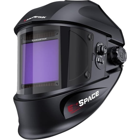 ARCCAPTAIN Auto Darkening Welding Helmet - 180° Panoramic View | 1/1/1/1 True Color Large Lens | 4 Arc Sensors & Solar Power | Shade 4-13 | For TIG, MIG, Arc, Cutting