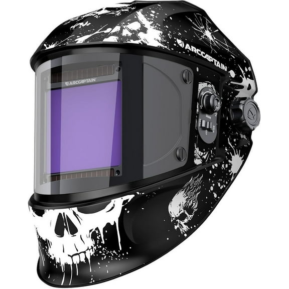 ARCCAPTAIN Auto Darkening Welding Helmet - 180 Panoramic View | 1/1/1/1 True Color Large Lens | 4 Arc Sensors & Solar Power | Shade 4-13 | For TIG, MIG, Arc, Cutting
