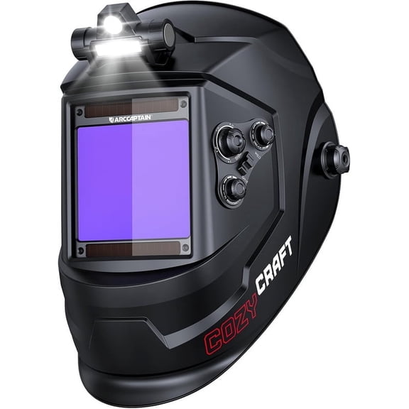 ARCCAPTAIN Auto Darkening Welding Helmet - Large 3.94"x3.66" True Color View | Emergency Light & Solar Power | 4 Arc Sensors | Wide Shade 4-13 | For MIG, TIG, Stick, Plasma Cut