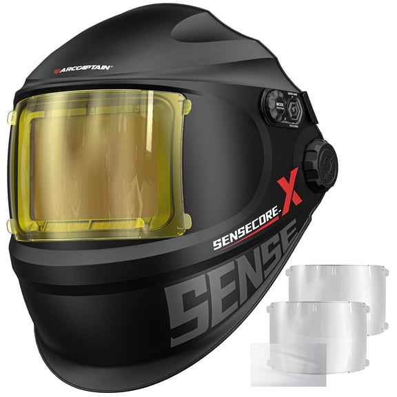 ARCCAPTAIN Auto Darkening Welding Helmet with E-Ink Display, 4.6"x3.2" Large View Welding Mask, True Color 1/1/1/1 Hood for TIG MIG