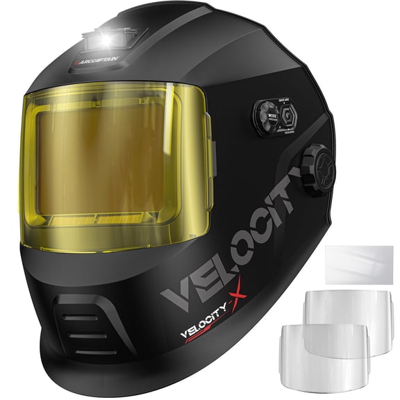 ARCCAPTAIN Auto Darkening Welding Helmet with LED Light, 4.6"x3.2" Large View Welding Mask, True Color 1/1/1/1 Hood for MIG TIG Stick Plasma