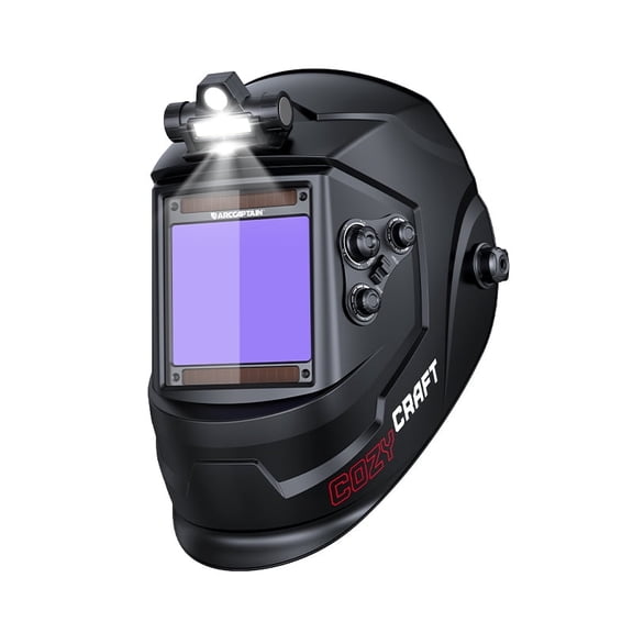 ARCCAPTAIN Auto-Darkening Welding Helmet with True-Color Wide Lens, LED Headlamp, Dual Solar & Battery Power, MIG/TIG/Stick Welding, Comfortable