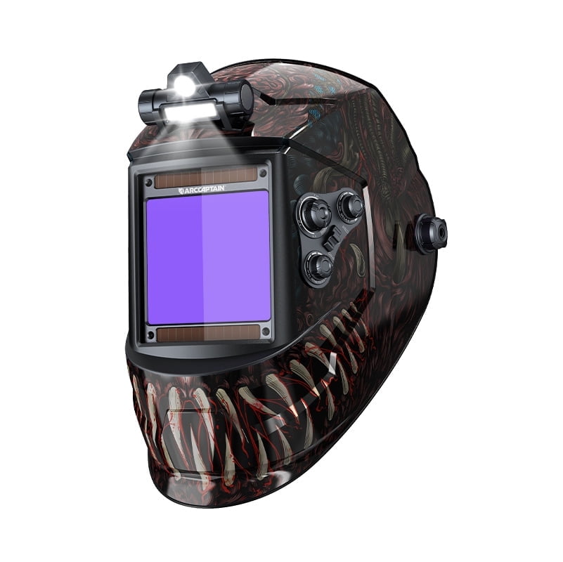 ARCCAPTAIN Auto-Darkening Welding Helmet with True-Color Wide Lens, LED Headlamp, Dual Solar & Battery Power, MIG/TIG/Stick Welding, Comfortable