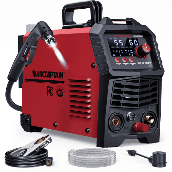 ARCCAPTAIN Plasma Cutter, 55Amp Non-HF Pilot Arc Plasma Cutting Machine,18mm (11/16") Clean Cut, 25mm Max Cut