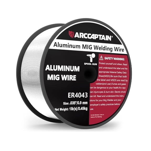ARCCAPTAIN ER4043 Aluminum Welding Wire, MIG Welding, for 3003, 5052, 6061, 6063, Smooth Arc, Reliable Welds, 1lb, 0.035In