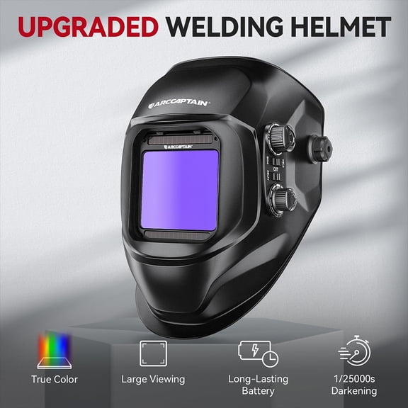 ARCCAPTAIN Large View Auto-Darkening true color Welding Helmet