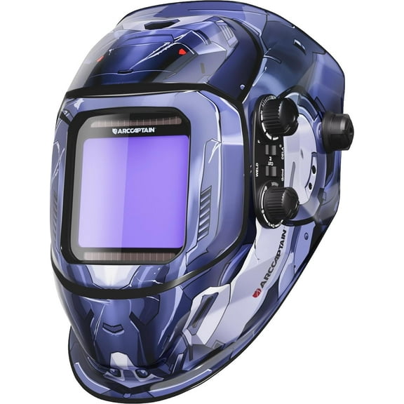 ARCCAPTAIN Large Viewing Screen Welding Helmet True Color Auto Darkening Solar Powered 4 Arc Sensor Welding Hood, Wide Shade 4-5/5-9/9-13 for ARC TIG MIG Welding Mask(Wolf Design)