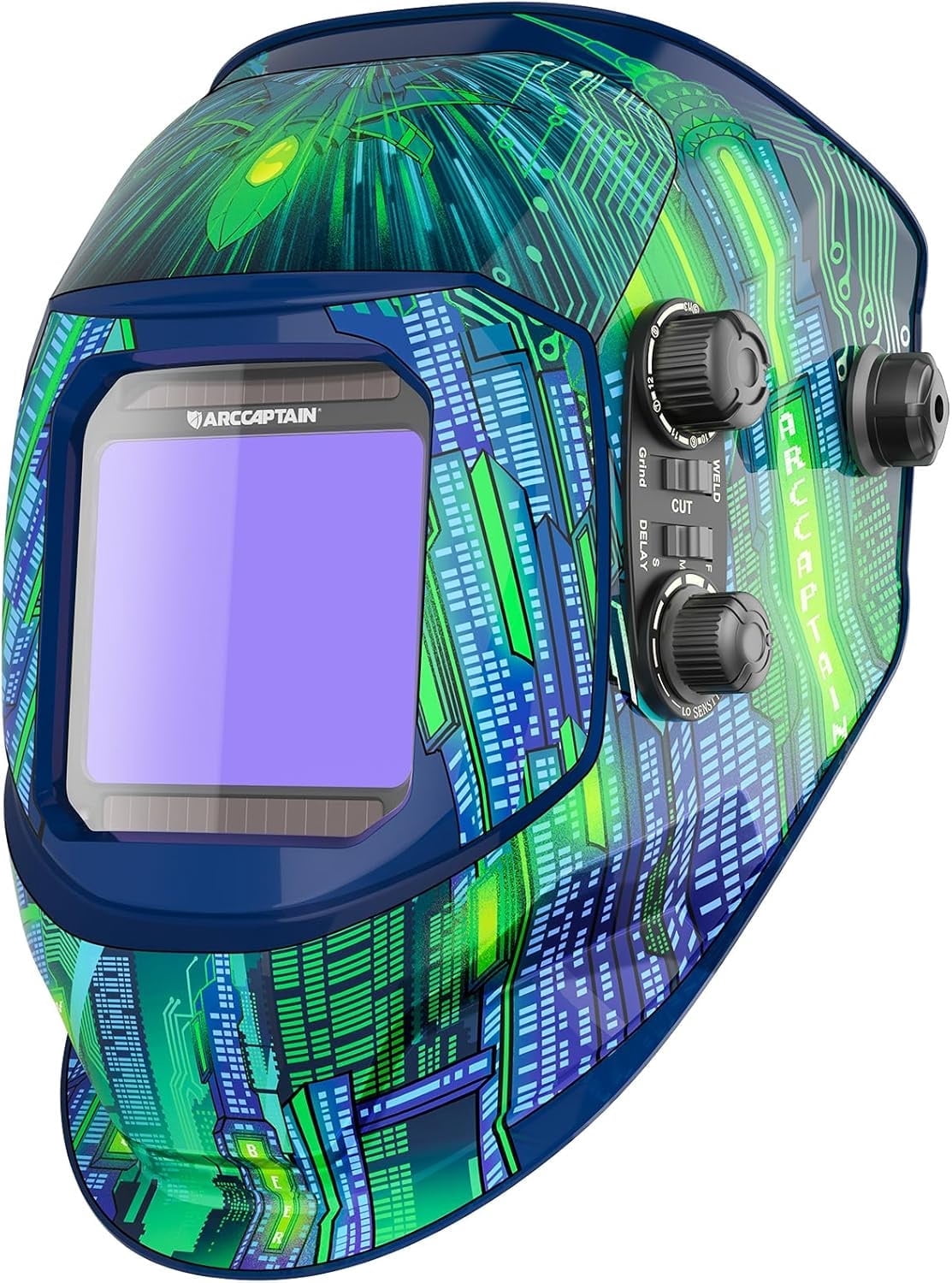 ARCCAPTAIN Large Viewing Screen Auto Darkening Welding Helmet,Cybercity