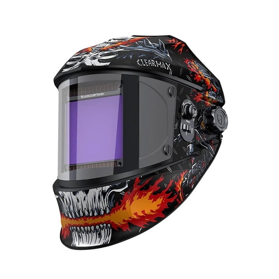 ARCCAPTAIN Lightweight Welding Helmet with True Color, 1/1/1/1 Optics, Extra-Large Viewing Screen, Solar Power, Adjustable Headgear