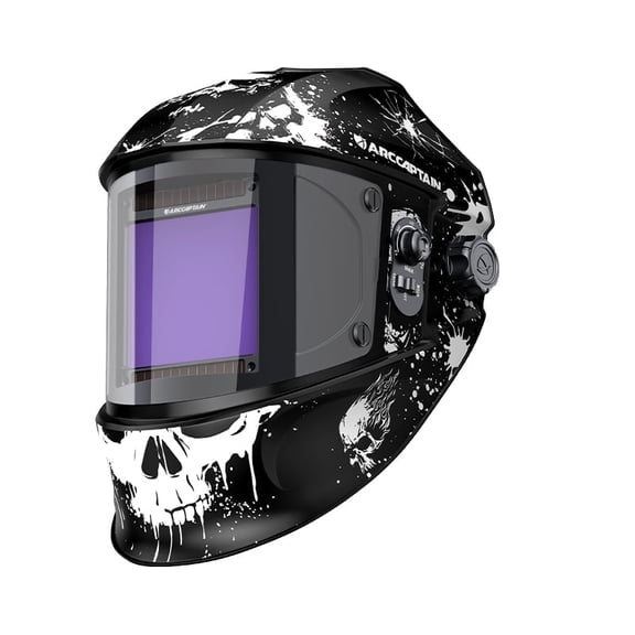ARCCAPTAIN Lightweight Welding Helmet with True Color, 1/1/1/1 Optics, Extra-Large Viewing Screen, Solar Power, Adjustable Headgear
